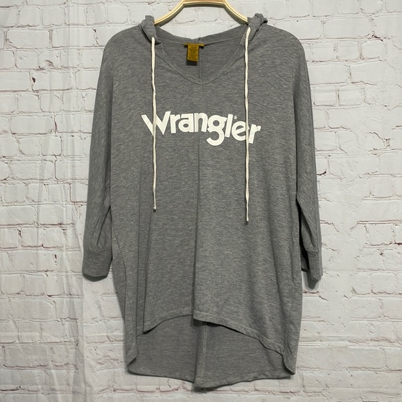 Wrangler Tops - Wrangler 3/4 sleeve lightweight gray hooded sweatshirt